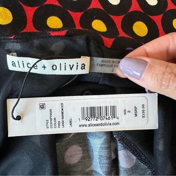 🎀SOLD🎀Alice + Olivia Delora Rainbow Dot Geometric Print Fitted Dress - Picture 9 of 9
